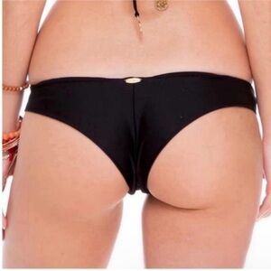Luli Fama Cheeky Crochet Trim Low Rise Black Hipster Bottom